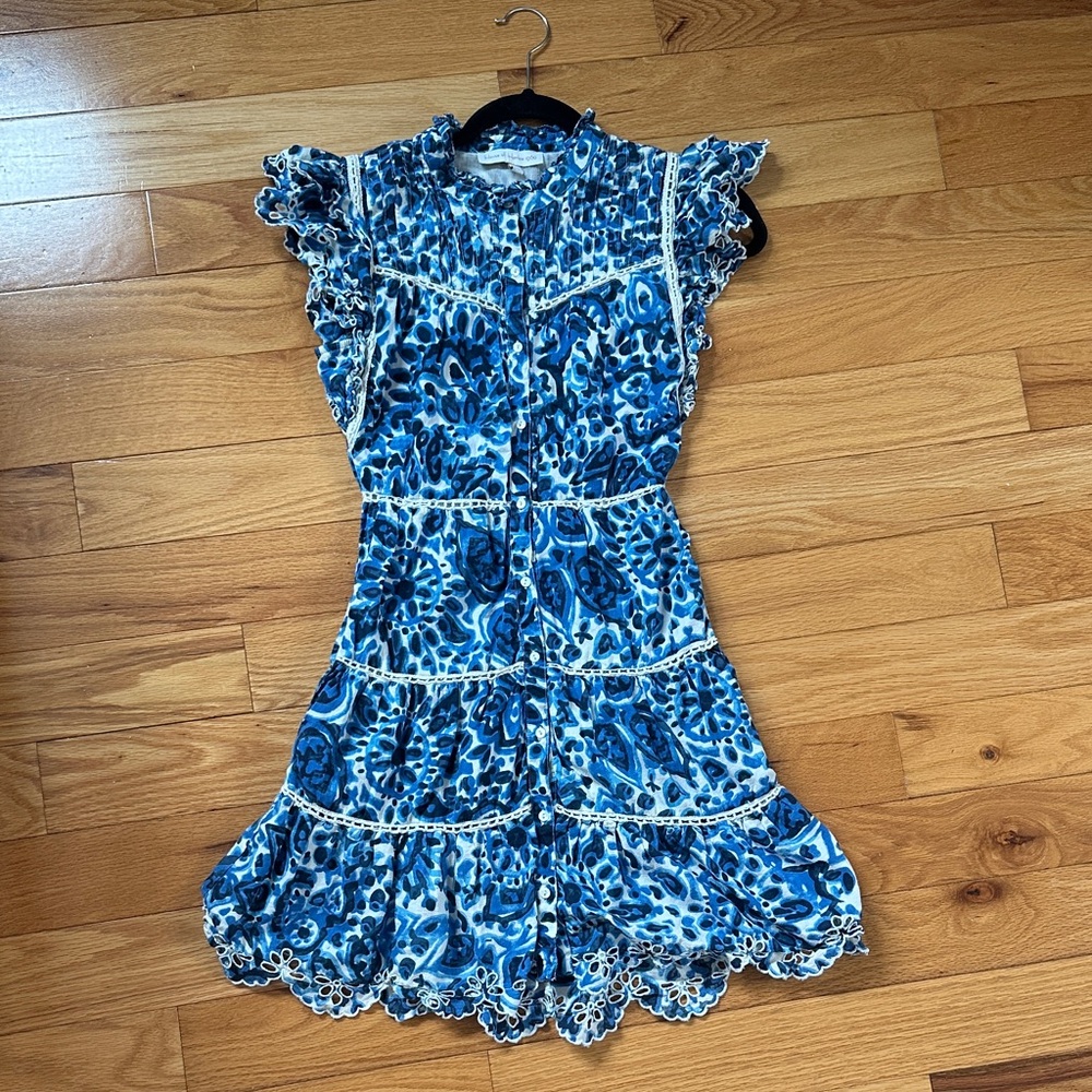 House of Harlow 1960 Blue & White Floral Tiered Dress